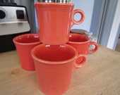 Fiestaware Mugs Homer Laughlin Mango Red Orange Coffee Cups Set of 4