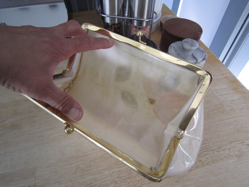 Plastic Floral Clutch Clear Coated Plastic