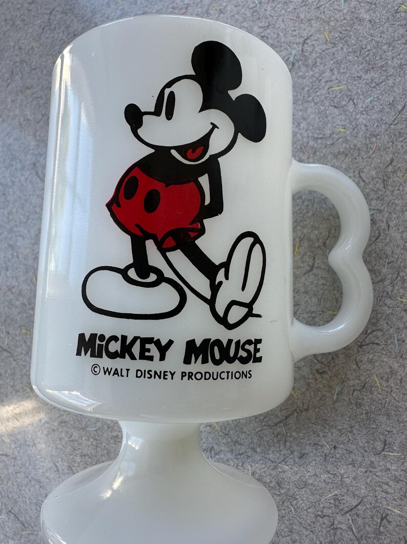 Mickey & Minnie Mouse Milk Glass Pedestal Coffee Mugs, Walt Disney Production image 5