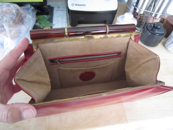 Red Genuine Leather Maximillian Clutch Brass & To… - image 8