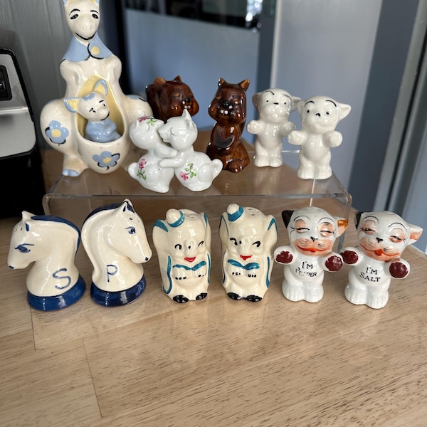 Anthropomorphic Salt and Pepper Shakers Various Animals to Choose From