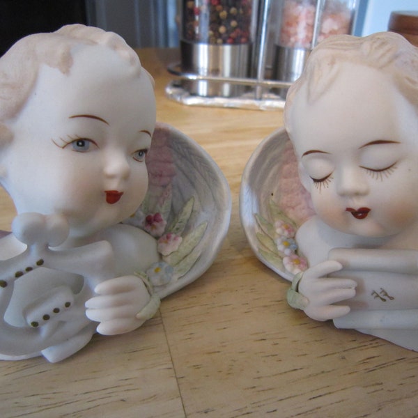 Lamore China Porcelain Bisque Angels #432, Made in Occupied Japan