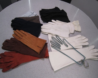 Vintage Gloves Lot, Assorted Styles, Colors, Lengths, Plus Metal Glove Forms