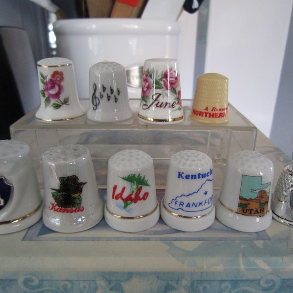 Porcelain Thimbles Flower of the Month, State & Landmarks, Promotional Bank Advertising, Your Choice of Thimble