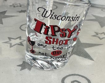 Souvenir Wisconsin Tipsy Slanted Shot Glass, Funny, Barware