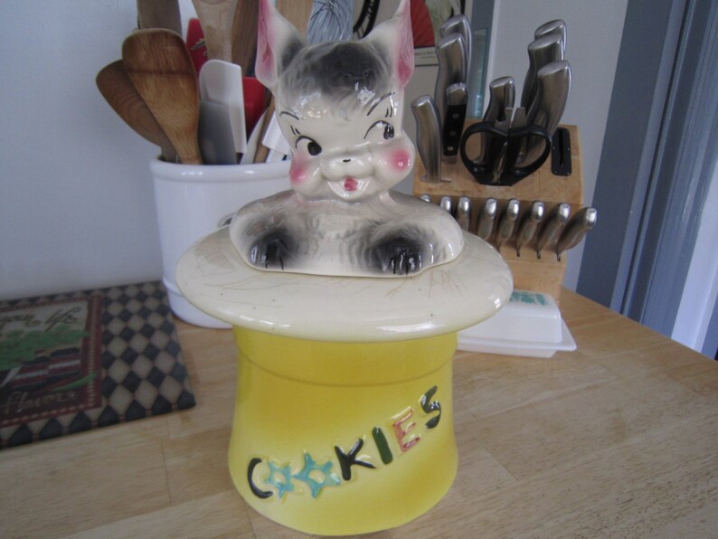 Rabbit in my Hat Cookie Jar USA Pottery American Bisque Etsy