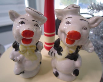 Piggy Sailor Porcelain Shakers Made In Japan