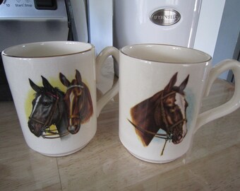 Sadler England Equestrian Style Mugs, Coffee Mugs, Gold Trim