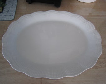 Mikasa Allura White Large Serving Platter, 14" Oblong Platter (Imperfect)