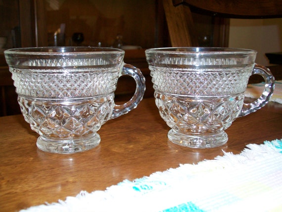 7 Oz Punch, Coffee or Tea Cup // Set of 4 Anchor Hocking Wexford Clear Glass