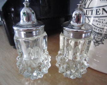 Indiana Glass Diamond Point Clear Salt & Pepper Shaker Set