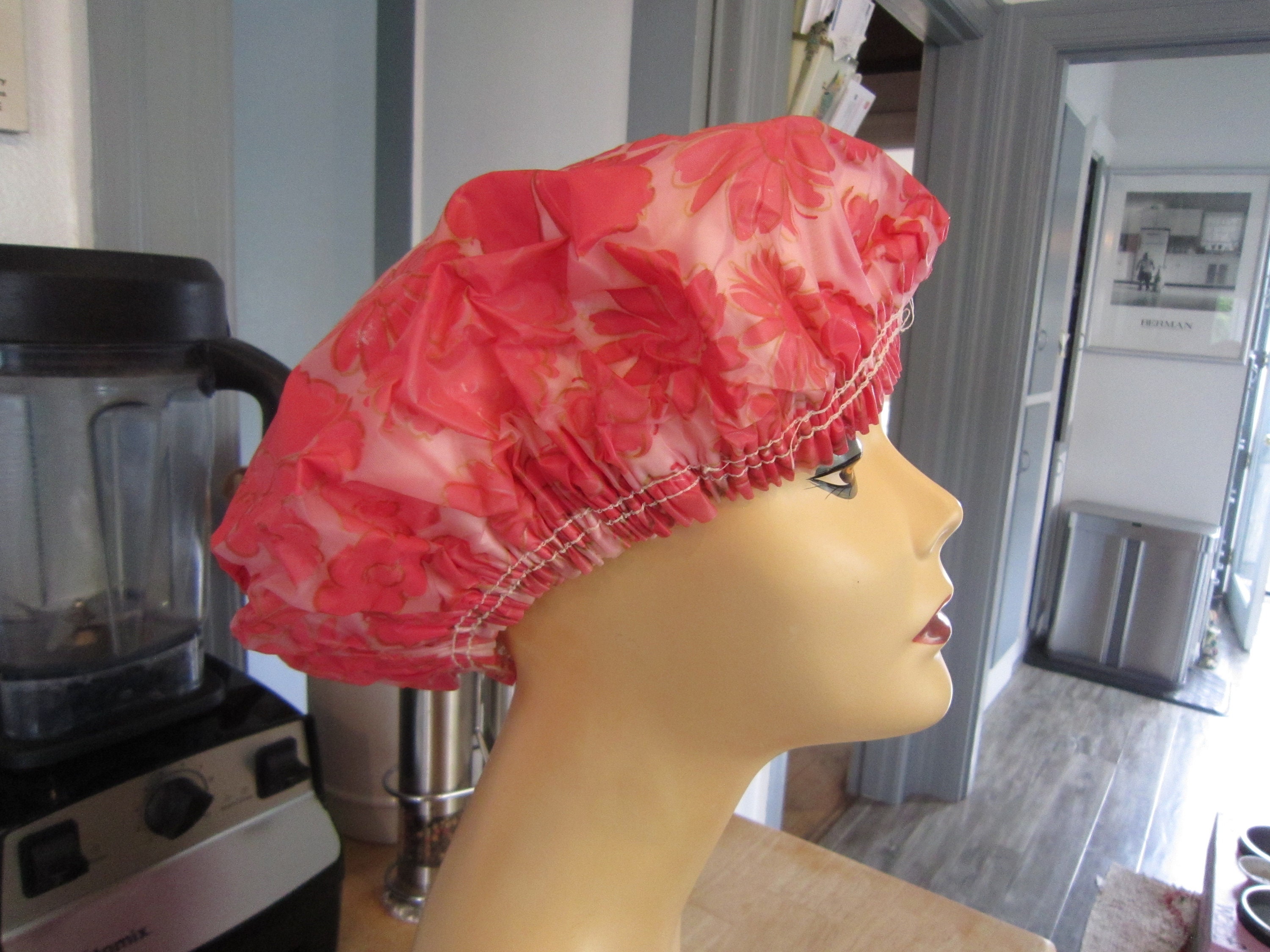 Vintage Shower Cap with Terry Cloth Lining Large Size Pink Etsy
