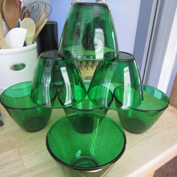 Emerald Green Serving Bowls set of 7