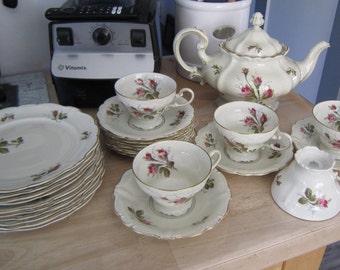 Rosenthale Pompadour China 26pc. Tea Set Selb-germany Moss Rose - Etsy