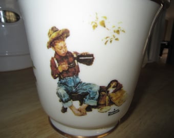 Gorham Norman Rockwell Canister A Boy and His Dog 4 Images Pristine Shape