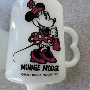 Mickey & Minnie Mouse Milk Glass Pedestal Coffee Mugs, Walt Disney Production image 8
