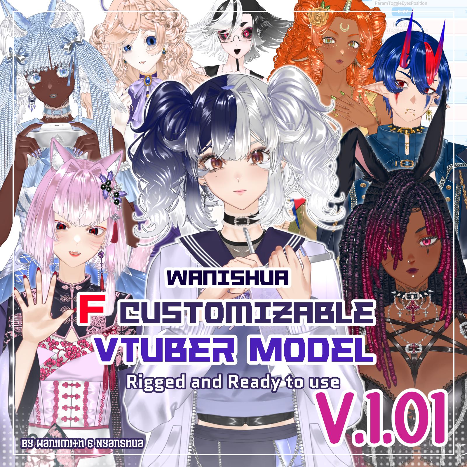 Customizable F Live2D VTuber Model - Premade Fullbody & Ready to use