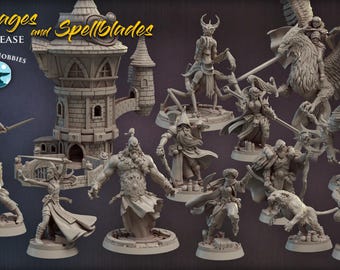 Titan Forge Stl-pack |  BattleMages And SpellBlades April 2020 Stl Pack | Rpg-stl | Dnd Stl | Tafelblad staal | Beste stl-bundel