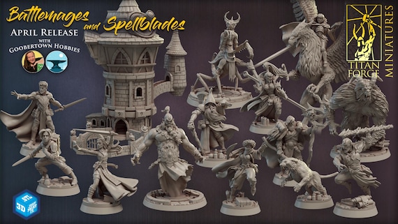 Titan Forge Stl Pack |  BattleMages And SpellBlades April 2020 Stl Pack | Rpg Stl | Dnd Stl | Tabletop Stl | Best Stl Bundle