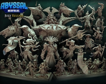 Titan Forge Stl-pack |  Abyssal Merfolks 2022 Stl-pakket | Rpg-stl | Dnd Stl | Tafelblad staal | Beste stl-bundel
