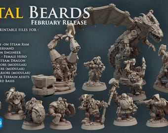 Titan Forge Stl-pack |  Metal Beards februari 2020 Stl Pack | Rpg-stl | Dnd Stl | Tafelblad staal | Beste stl-bundel