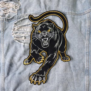 Black Panther Embroidered Back Patch - Iron/Sew On Large Applique For Jackets - Ideal For Big Cat Lovers