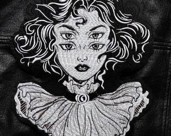 The Queen // Creepy Cute DIY Embroidered Patch Iron Sew On Large Back Woman Gift Horror Craft Badge Aesthetic Punk Metal Applique Gothic UK