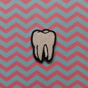 Molar Opposites // Tooth DIY Embroidered Patch Iron Sew On Applique Badge Motif Aesthetic Craft Creepy Cute Gift Teeth Gothic For Jackets UK