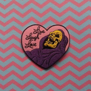 Inspirational Skeletor // Cartoon Meme DIY Embroidered Patch Iron Sew On Live Laugh Love Karen Quote Applique Badge Craft Motif Funny Gift x