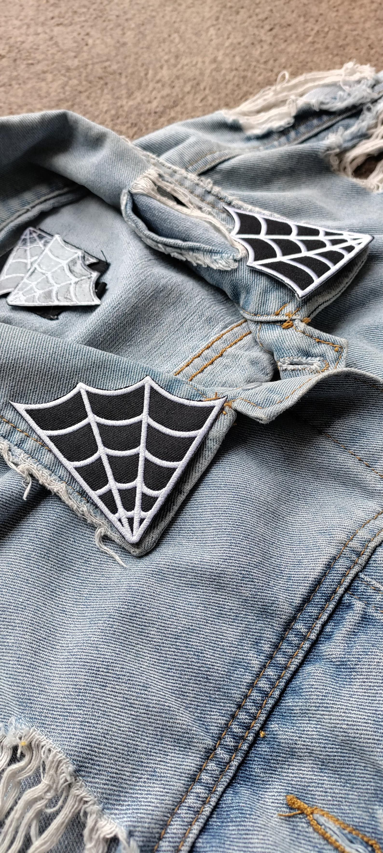 Spider Jacket Patch Web of Lies // DIY Spider Embroidered Patch Applique Collar Iron Sew on ...