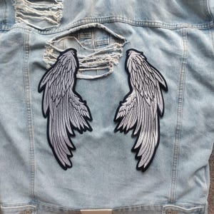 Angel // DIY Wings Punk Large Back Patch Embroidered Iron Sew On Applique Festival Gift Idea Gothic Craft Feathers Aesthetic For Jackets UK