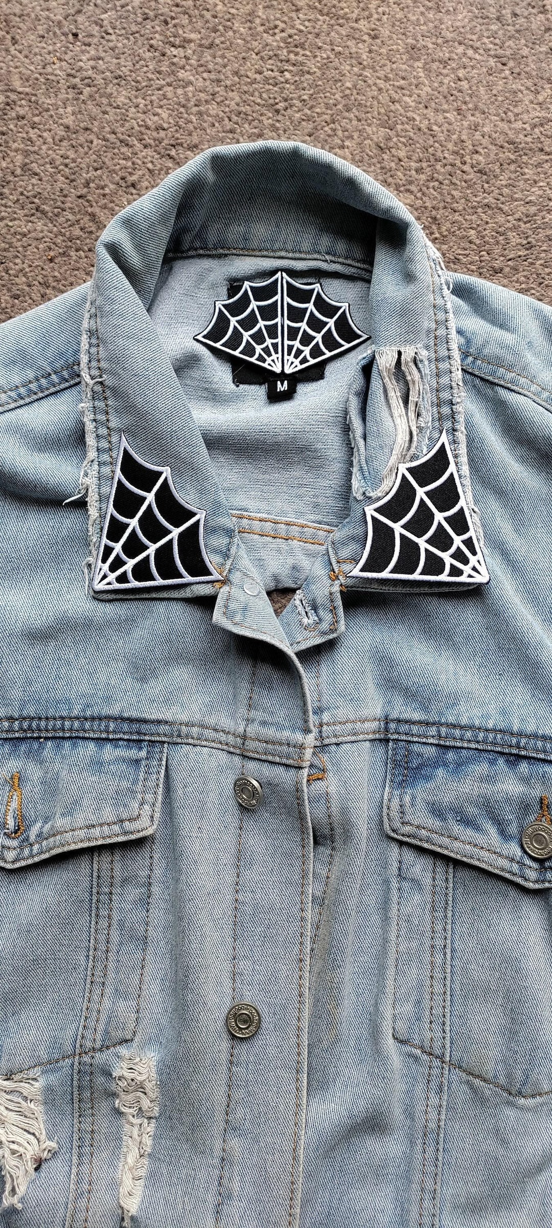 Spider Jacket Patch Web of Lies // DIY Spider Embroidered Patch Applique Collar Iron Sew on ...