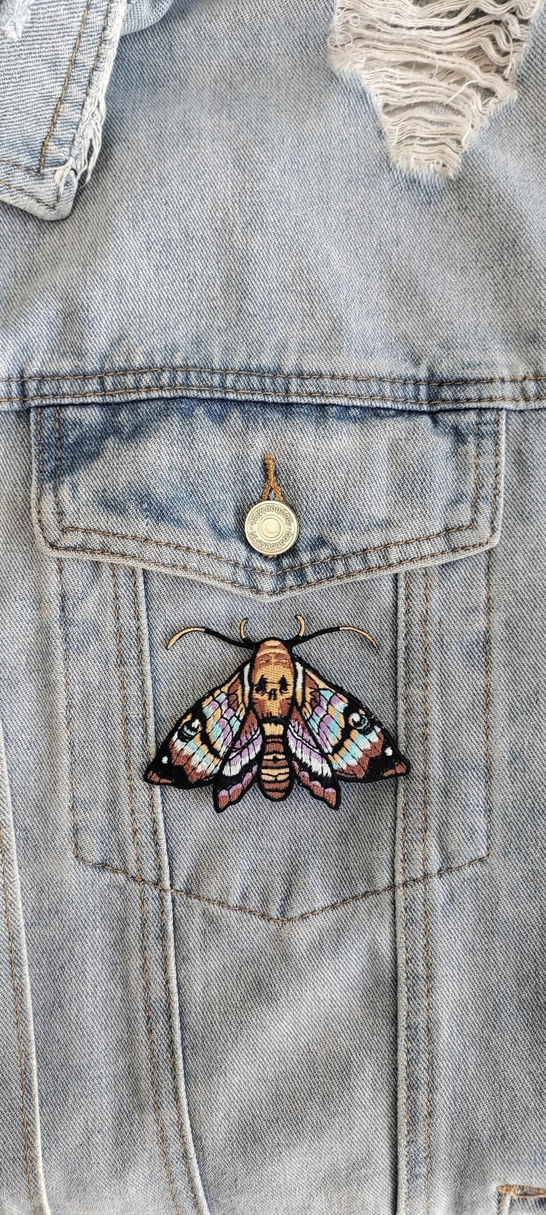Deaths Head Hawkmoth // DIY Moth Embroidered Patch Iron Sew on Applique ...