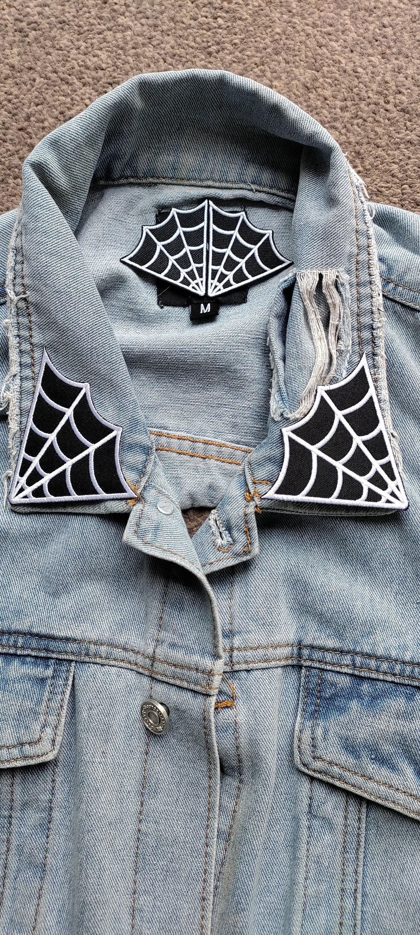 Spider Jacket Patch Web of Lies // DIY Spider Embroidered Patch Applique Collar Iron Sew on ...