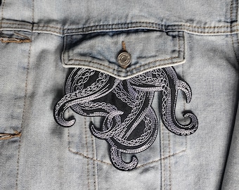 Tentacle Twist // Oktopus Aufnäher zum Aufnähen, gestickt, zum Aufnähen, Aufnäher, Aufnäher, zum Aufnähen, Aufnäher,