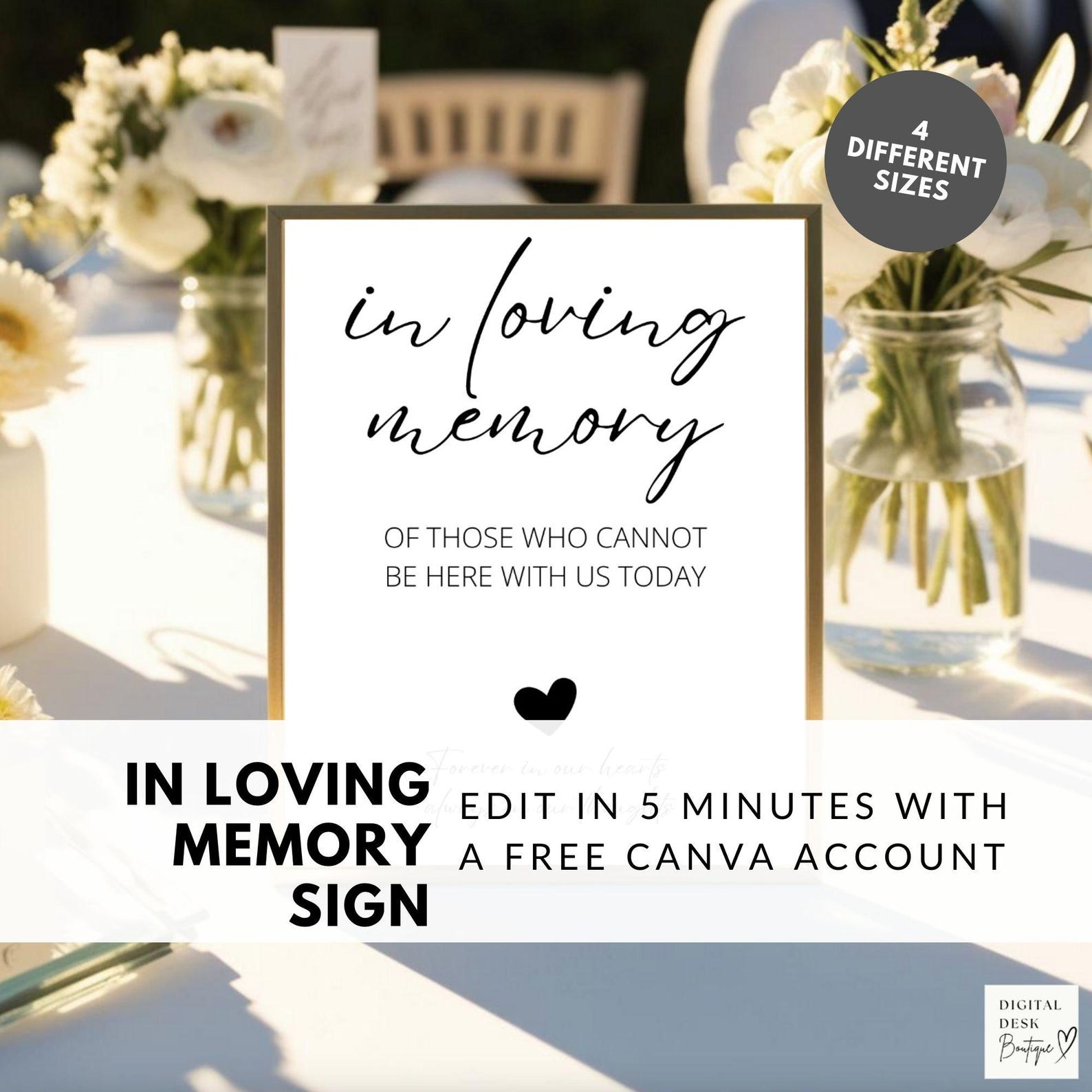 In Loving Memory Sign Template, Editable Canva Memorial Sign for ...