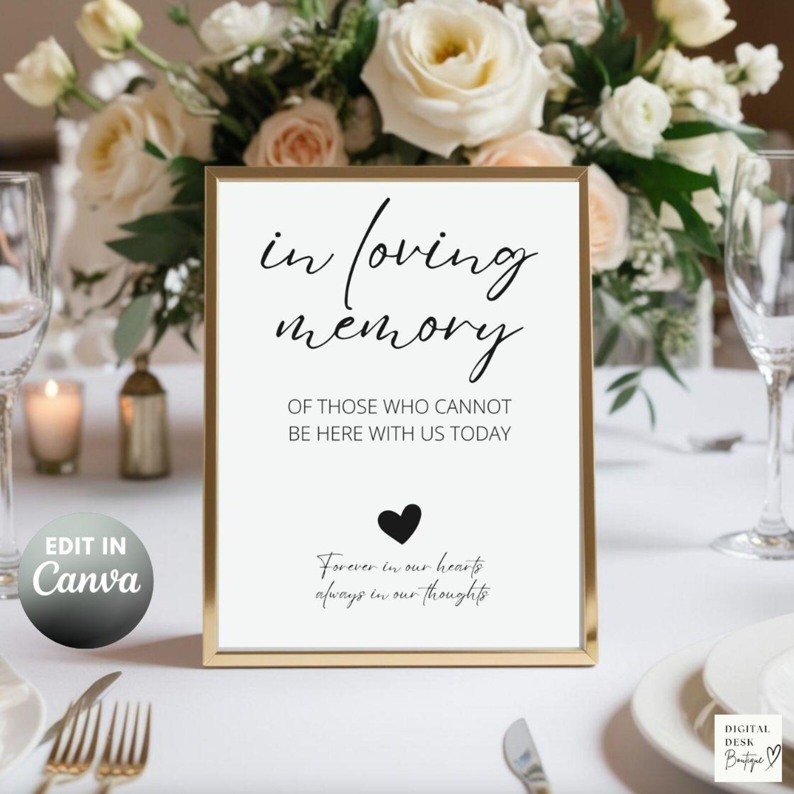 In Loving Memory Sign Template, Editable Canva Memorial Sign for ...