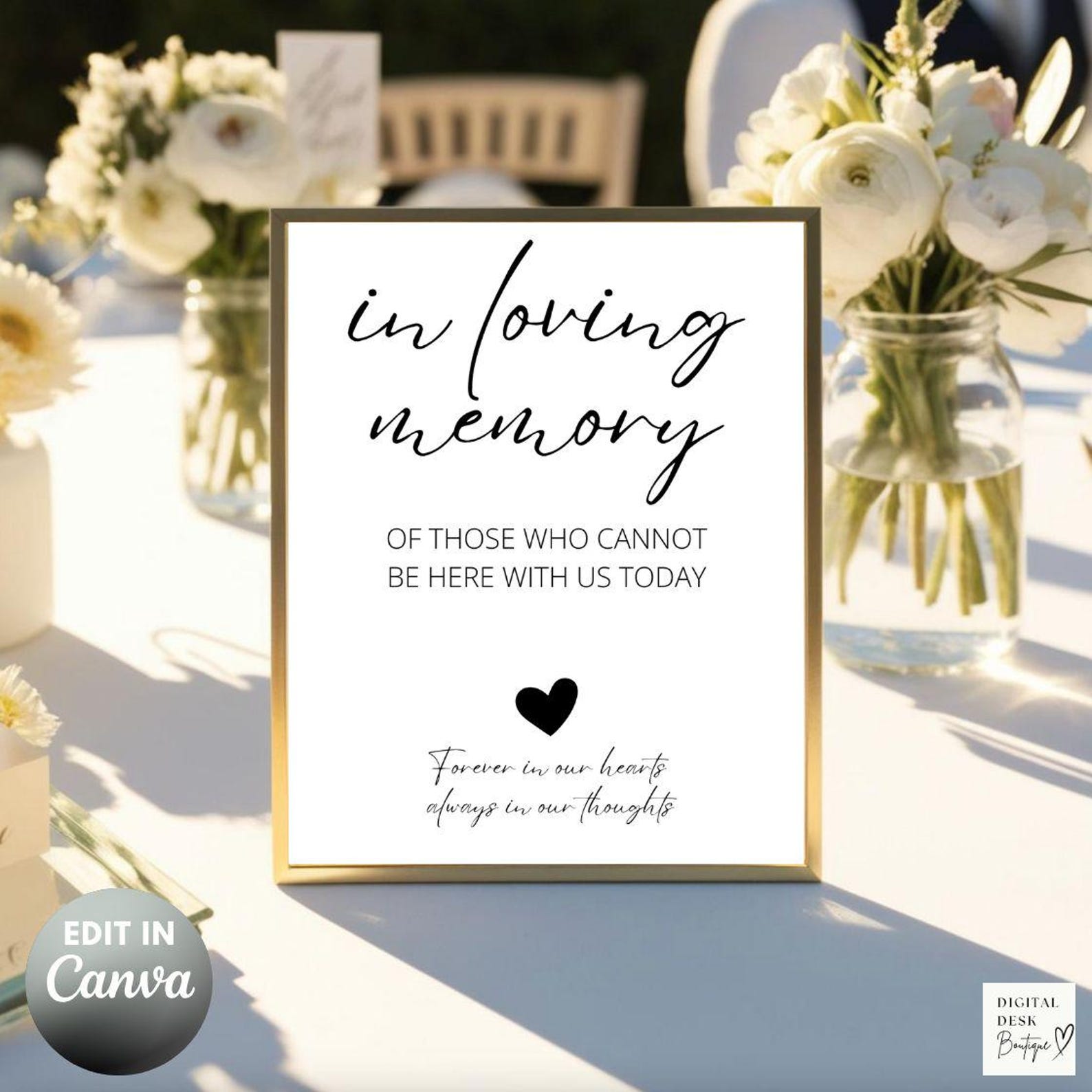 In Loving Memory Sign Template, Editable Canva Memorial Sign for ...