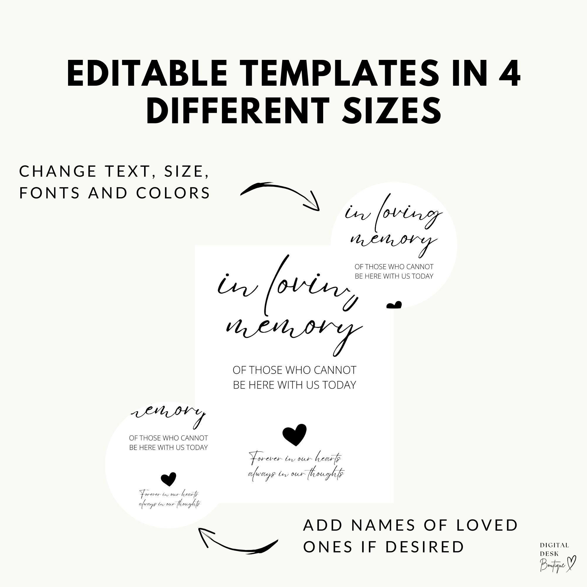 In Loving Memory Sign Template, Editable Canva Memorial Sign for ...