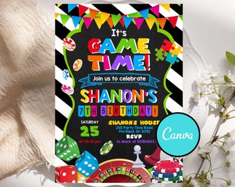 Editable Game Night Birthday Invitation Template (Digital Download)