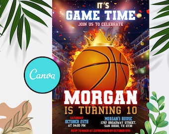 Editable Basketball Birthday Invitation Template: Modern Design (Digital Template)