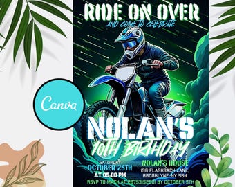 Editable Motocross Birthday Invitation, Dirt Bike Birthday Invitation, Motocross Invitation, Dirt Bike Invitation, Digital Invitation