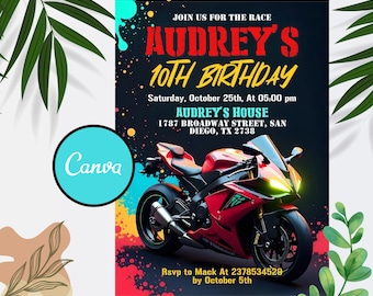 Editable Motocross Birthday Invitation: Dirt Bike Design (Digital Invitation)