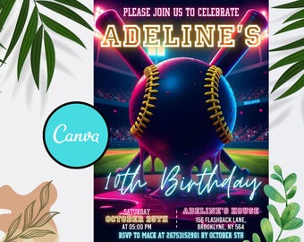 Baseball Birthday Invitation: Rookie of the Year, Sports Theme (Digital Printable Canva Template 5x7" )