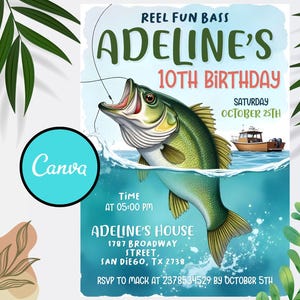 Editable Fishing Birthday Invitation, Fishing Invite, Fish Birthday invitation, Reel in the Fun, Boy Birthday Invitation, Instant Download