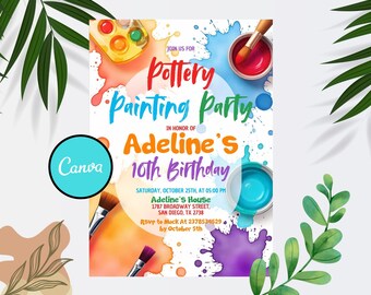 Editable Pottery Art Birthday Party Invitation, Potter Painting Birthday Party Invite, Painting Artist Birthday Digital Invitation
