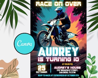 Editable Motocross Birthday Invitation: Dirt Bike Design (Digital Invitation)