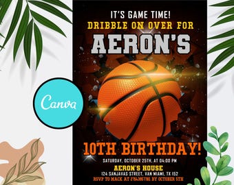 Modern Basketball Birthday Invitation Template (Digital Template)
