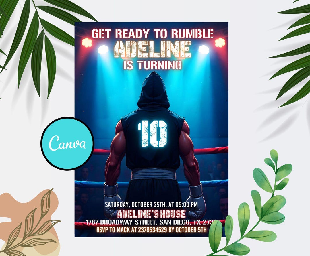 Boxing Training Invitations Boxing Birthday Invitation,boxing Birthday,boxing Invitation,boxing ...