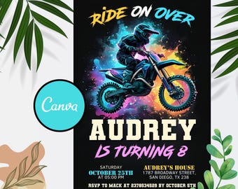 Dirt Bike Birthday Invitation, Motocross Racing Template, Dirt Bike Adventure Party theme Evite, Motorbike Invite, Instant Download